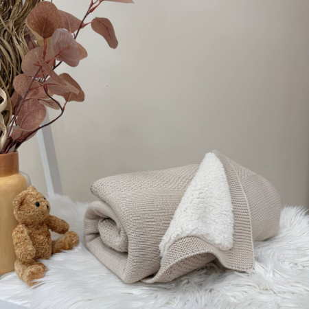 Плед Рогожка-Тедді New пісок (в'язка на махрі) 100х80 см