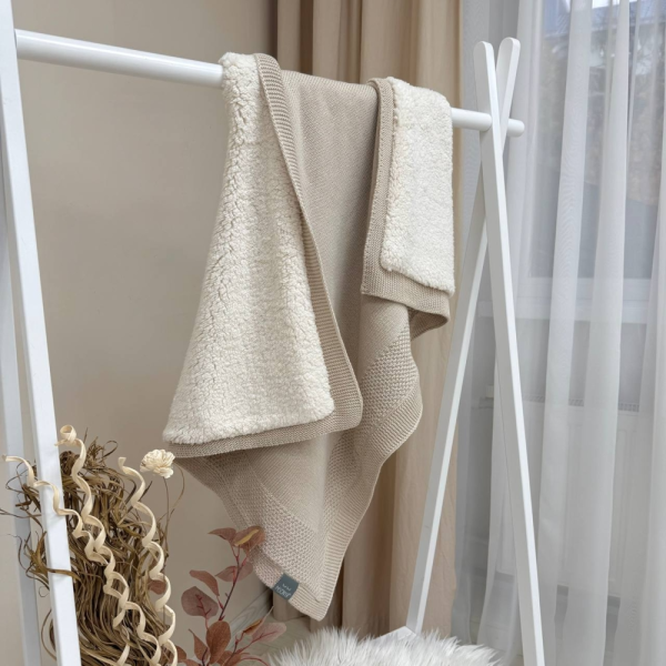 Плед Рогожка-Тедді New пісок (в'язка на махрі) 100х80 см