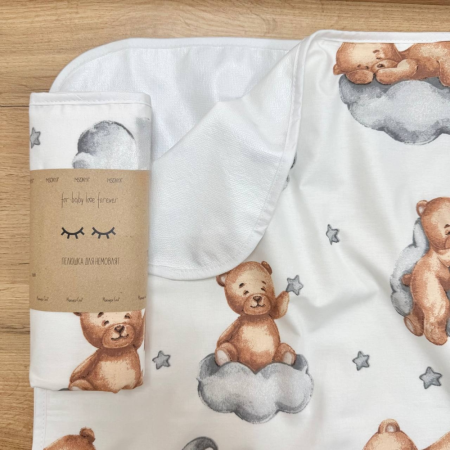 Непромокаюча пелюшка Тедді сірий (50 на 80 см) поплін/мембрана