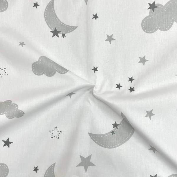 Непромокаюча пелюшка Хмаринки сірі з місяцем (50 на 80 см)