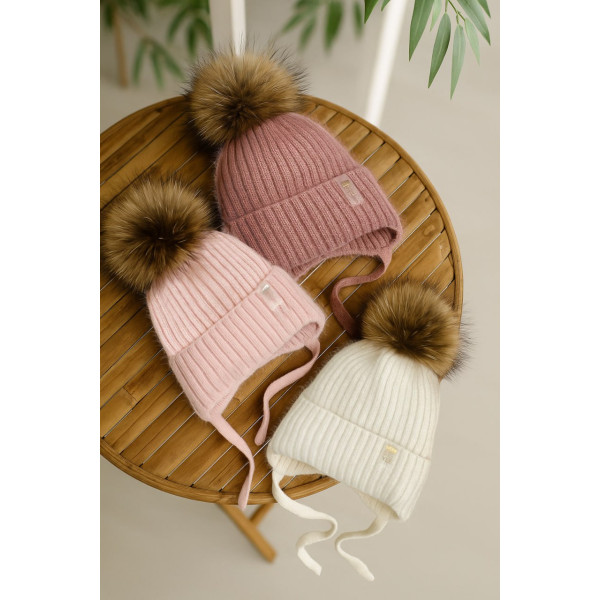 Шапка Жанна МОЛОКО (ангора/єнот) зима