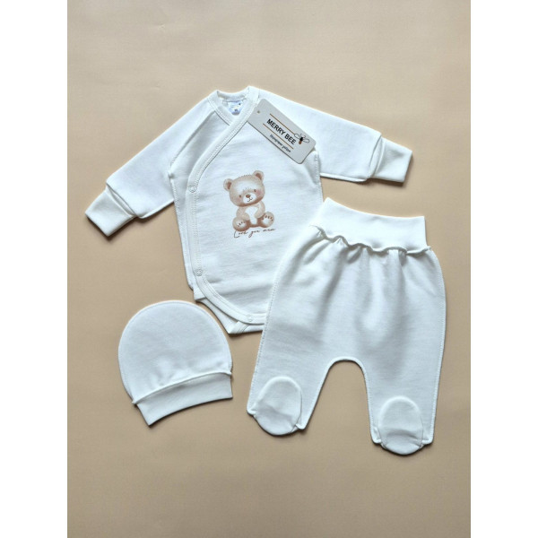 Комплект 13081 "Bear" (боді, повзунки, шапка) футер