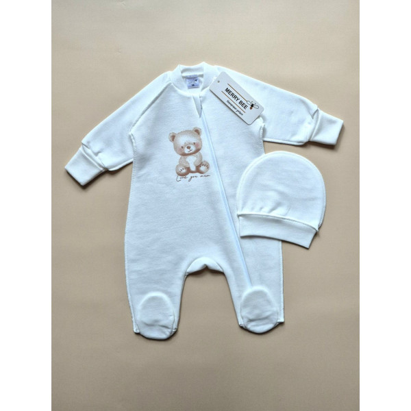 Чоловічок 13080 "Bear" молоко (з шапочкою) футер