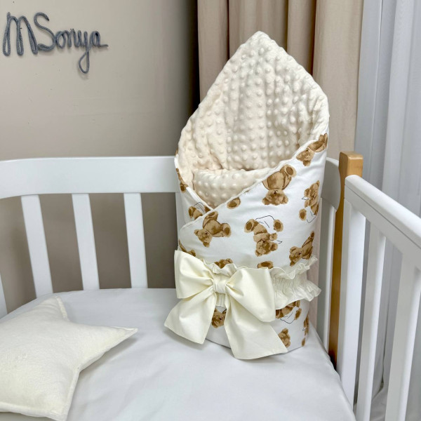 Плед-конверт ВЕДМЕДИКИ беж зі знімною ковдрою (з утеплювачем)