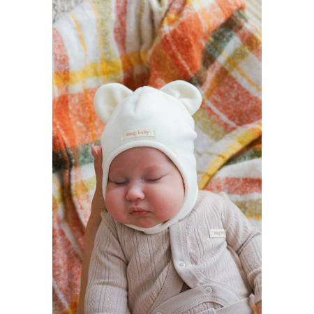 Шапочка Ted молоко (фліс на трикотажі) на липучці