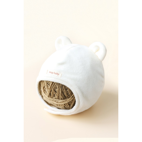 Шапочка Ted молоко (фліс на трикотажі) на липучці