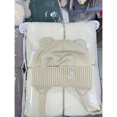 Шапка демі ЕДРІАН беж (одинарна) мерінос/бавовна