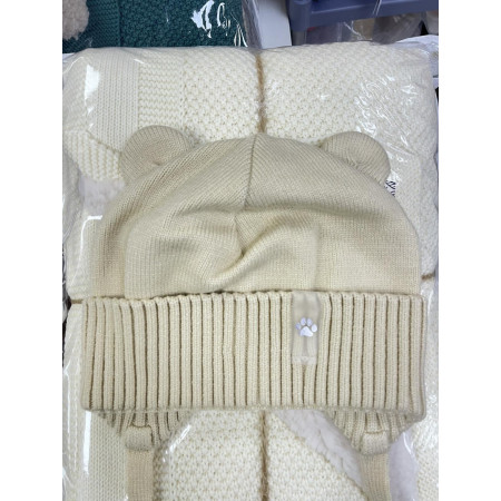 Шапка демі ЕДРІАН беж (одинарна) мерінос/бавовна