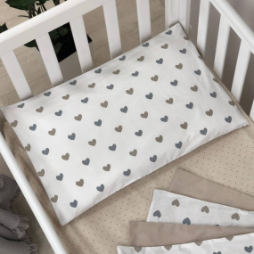 Наволочка Сердечка беж, на блискавці (40х60) 100% бавовна