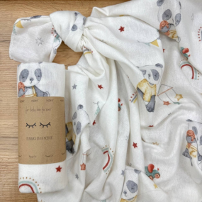 Пелюшка Панди сірі фланель (100х80 см) 2