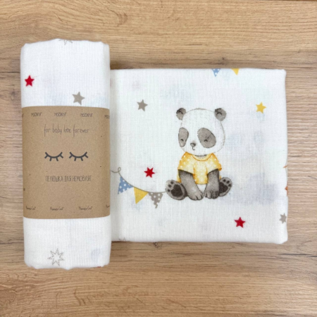 Пелюшка Панди бежеві фланель (100х80 см)