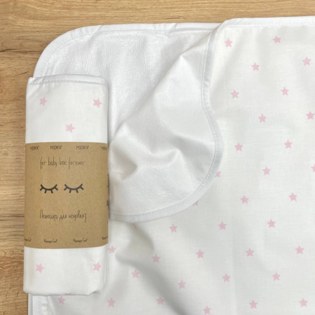 Непромокаюча пелюшка Зірка розсип рож на біл. (50 на 80 см)