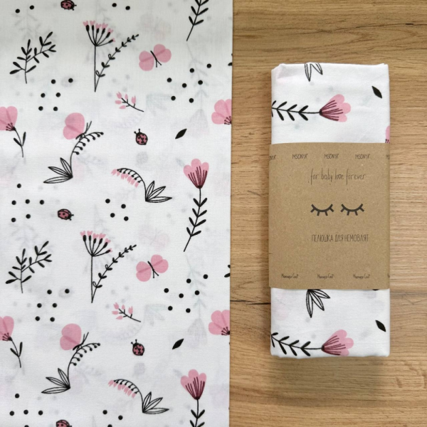 Пеленка бязь Гілочки пудра (100х80 см)