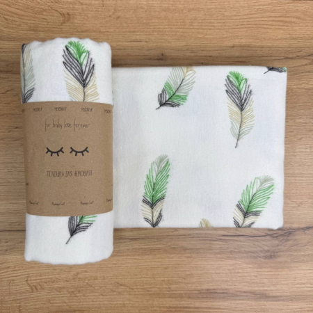 Пелюшка Пір`я м`ята фланель (100х80 см)