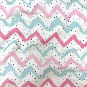 Пеленка Зигзаг фланель (100х80 см) розово-мятный