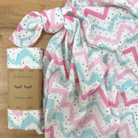 Пеленка Зигзаг фланель (100х80 см) розово-мятный 2