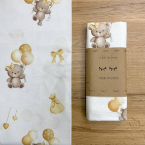 Непромокаюча пелюшка Ведмедик на кульці гірчиця (50 на 80 см) 2