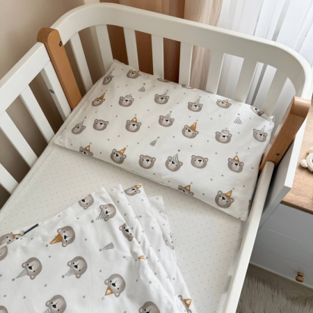 Змінна постіль - Ведмедики в ковпачках сірі (3 пр.) "Baby Mix"