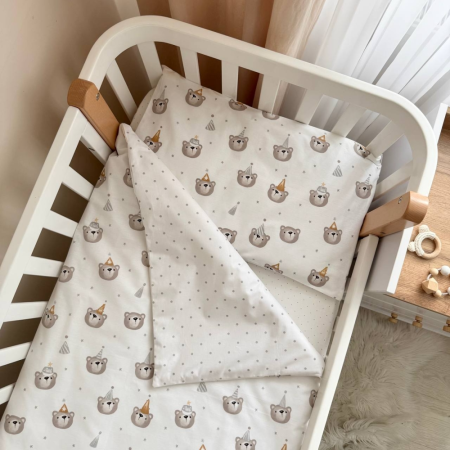 Змінна постіль - Ведмедики в ковпачках сірі (3 пр.) "Baby Mix"