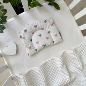 Подушка "Сердца серо-пудровые" с ушками, ортопедическая