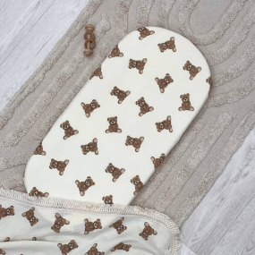 Простинка Ведмедики/молоко муслінова в коляску (на резинці)