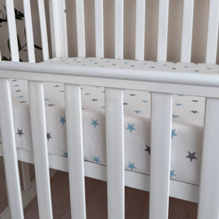 Простынь фланель "Зірка сіро-блакитна" (на резинке) 60х120см