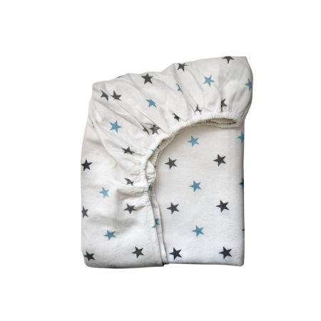 Простынь фланель "Зірка сіро-блакитна" (на резинке) 60х120см