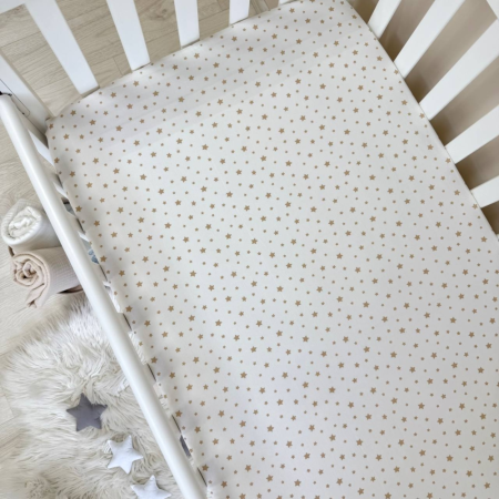 Простынь на резинке "Зорепад" беж на белом (поплин) 60х120см