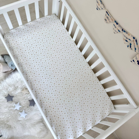 Простынь на резинке "Зорепад" беж на белом (поплин) 60х120см