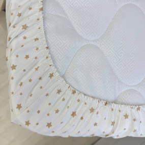 Простынь на резинке "Зорепад" беж на белом (поплин) 60х120см 2