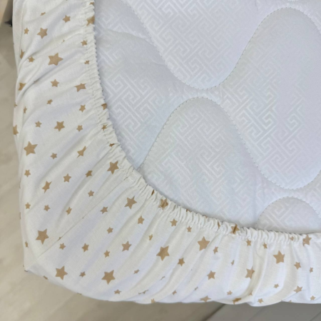 Простынь на резинке "Зорепад" беж на белом (поплин) 60х120см