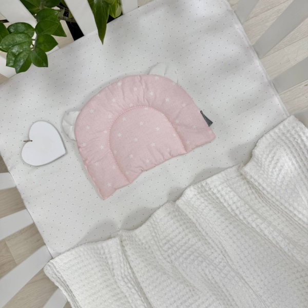 Подушка "Зірка розсип на рожевому" з вушками анатомічна