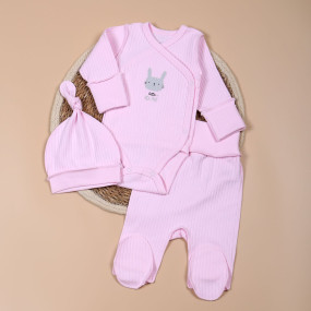 Комплект 433-106 Зайка рожевий (боді, повзунки, шапочка)