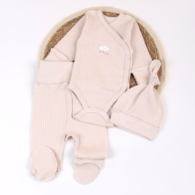 Комплект 433-106 Хмаринка беж (боді, повзуни, шапочка)