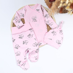 Комплект 433-118 Зайченя рож. (боді, повзуни, шапочка)