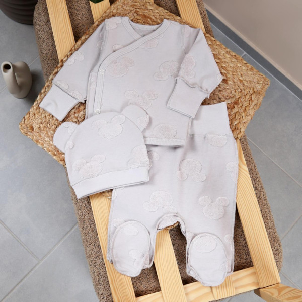 Комплект 1042-934 Mickey сірий (льоля, повзуни, шапочка)