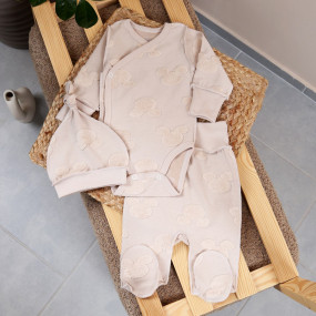 Комплект 433-934 Mickey беж (боді, повзуни, шапочка), інтерлок