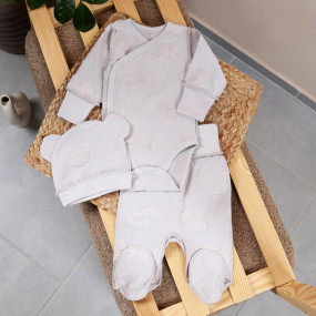 Комплект 561-934 Mickey сірий (боді, повзуни, шапочка), інтерлок