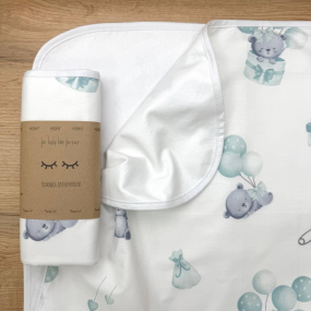 Непромокаюча пелюшка Ведмедик на кульці м'ята (50 на 80 см) 2