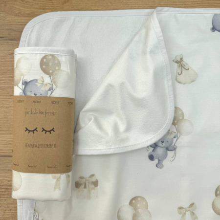 Непромокаюча пелюшка Ведмедик на кульці джинс (50 на 80 см)