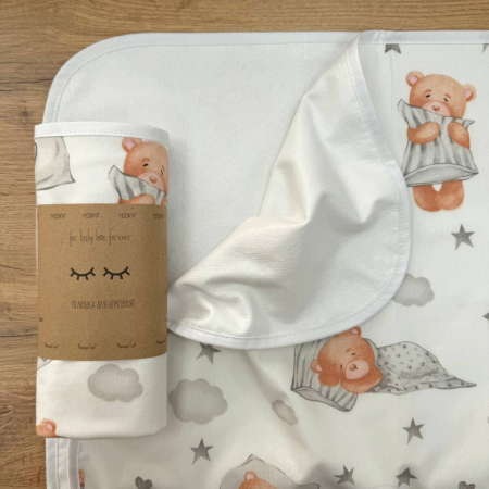 Непромокаюча пелюшка Тедді зайка (50 на 80 см) поплін/мембрана