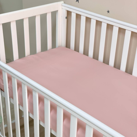 Простынь на резинке тёмная пудра (поплин) 60х120см