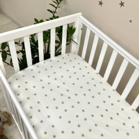 Простирадло на резинці "Зірка" беж на білому (поплін) 60х120см