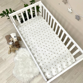 Простирадло на резинці "Зірка" беж на білому (поплін) 60х120см 2