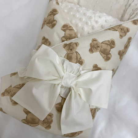 Плед-конверт ВЕДМЕДИКИ молоко зі знімною ковдрою (з