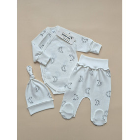 Комплект 13090 "Місяць" (боді, повзунки, шапочка), рубчик
