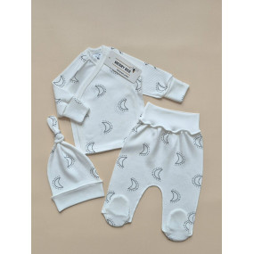 Комплект 13091 "Місяць" (льоля, повзунки, шапочка), рубчик