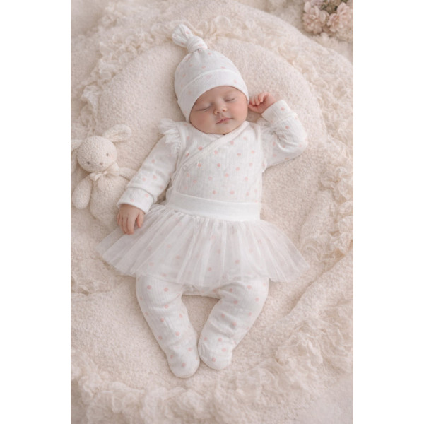 Комплект 13093 "Ніжність" (боді, повзунки, шапочка), рубчик