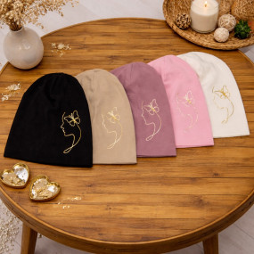 Шапка легка УРСУЛА молоко (подвійний бавовняний трикотаж)