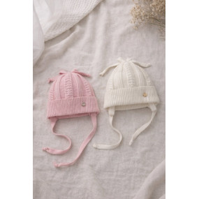 Шапка демі ДЖЕННІ молоко (надм'яка пряжа мерінос) для дівчинки